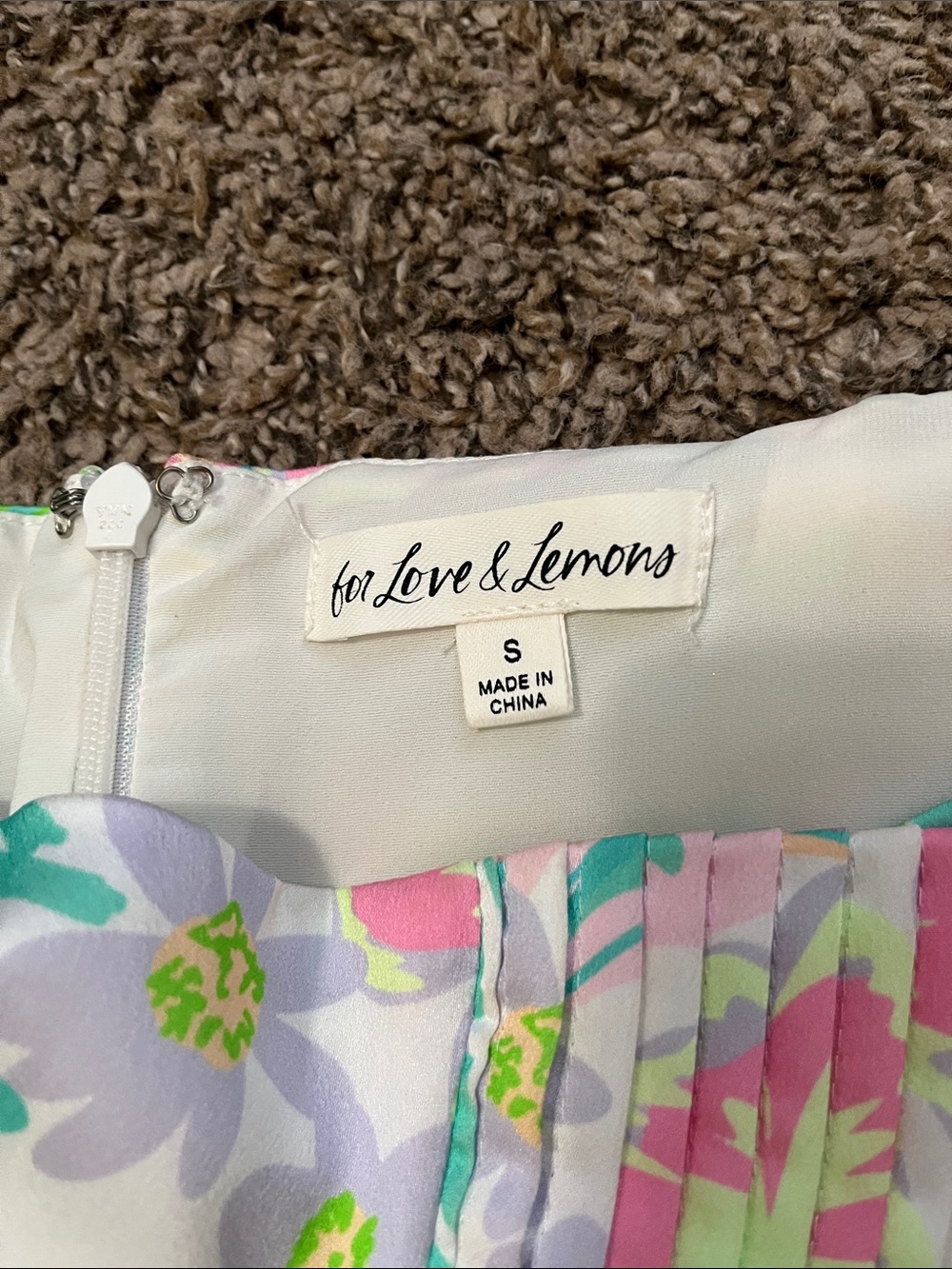 For Love & Lemons Pastel Floral Asymmetrical Slip Dress in Pink, Green, Teal - Picture 4 of 4